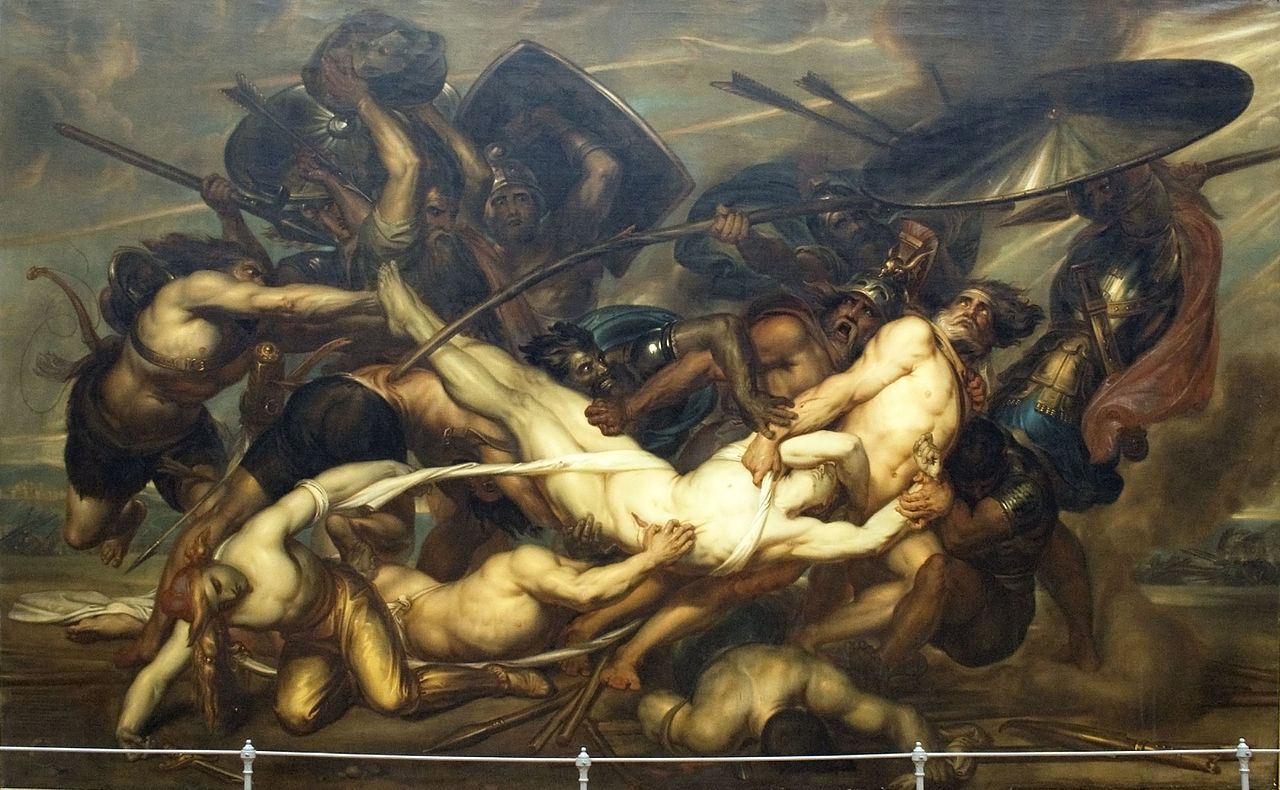 Greci e Troiani combattono per il cadavere di Patroclo